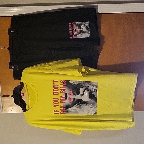 Womens Yellow / Black 2-Piece "If You Don't Pay My Bills" Short Set - Picture 1 of 8